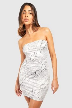 Bandeau-Minikleid Mit Schlagenprint