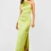 Satin-Maxikleid Mit Quasten-Saum -Stil Formen Verkäufe gzz52018 chartreuse xl