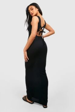 Strukturiertes Geschnürtes Racer-Maxikleid 8 Strukturiertes Geschnürtes Racer-Maxikleid -Stil Formen Verkäufe gzz52022 black xl 2