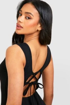 Strukturiertes Geschnürtes Racer-Maxikleid 9 Strukturiertes Geschnürtes Racer-Maxikleid -Stil Formen Verkäufe gzz52022 black xl 3