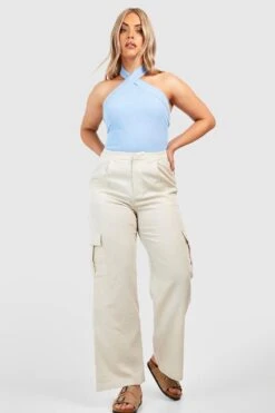 Plus Gerippter Neckholder-Body In Knitteroptik -Stil Formen Verkäufe gzz52079 blue xl 2