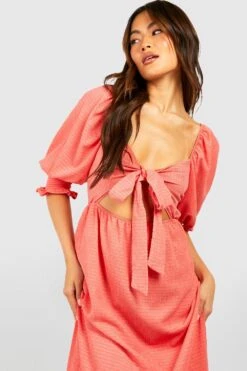 Strukturiertes Midikleid Mit Schnür-Detail -Stil Formen Verkäufe gzz52164 coral xl 3