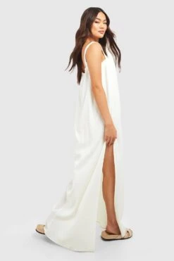 Strukturiertes Maxikleid -Stil Formen Verkäufe gzz52165 cream xl 1