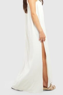 Strukturiertes Maxikleid -Stil Formen Verkäufe gzz52165 cream xl 3