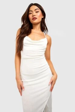 Midikleid Mit Wasserfallausschnitt Und Quasten-Saum 8 Midikleid Mit Wasserfallausschnitt Und Quasten-Saum -Stil Formen Verkäufe gzz52182 cream xl 2