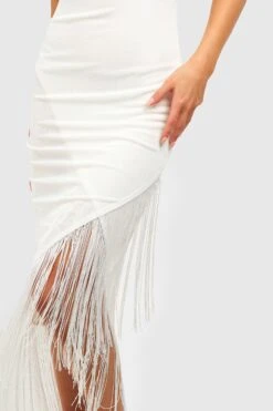 Midikleid Mit Wasserfallausschnitt Und Quasten-Saum 9 Midikleid Mit Wasserfallausschnitt Und Quasten-Saum -Stil Formen Verkäufe gzz52182 cream xl 3