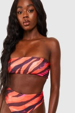 Roter Zebraprint Bandeau-Bikini Mit Hohem Bund -Stil Formen Verkäufe gzz52196 red xl 3