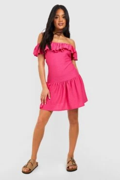 Strukturiertes Rüschen-Kleid -Stil Formen Verkäufe gzz52206 fuchsia xl 2