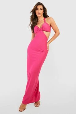 Strukturiertes Cut-Out Maxikleid