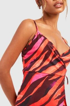 Zebraprint Wickel-Kleid Mit Rüschen -Stil Formen Verkäufe gzz52228 red xl 3