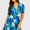 Florales Kleid Mit Puffärmeln -Stil Formen Verkäufe gzz52229 blue xl