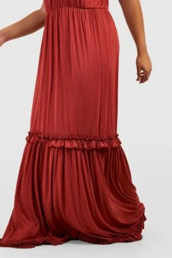 Plus Neckholder-Maxikleid Mit Rüschen Aus Jersey -Stil Formen Verkäufe gzz52249 rust xl 3