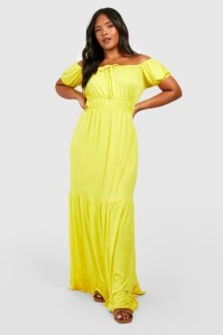 Plus Schulterfreies Gestuftes Jersey-Maxikleid 8 Plus Schulterfreies Gestuftes Jersey-Maxikleid -Stil Formen Verkäufe gzz52251 lemon xl 2