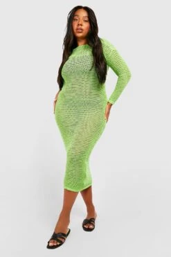 Plus Rückenfreies Gehäkeltes Midikleid