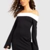 Langärmliges Kontrast-Minikleid -Stil Formen Verkäufe gzz52287 black xl