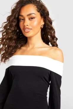 Langärmliges Kontrast-Minikleid -Stil Formen Verkäufe gzz52287 black xl 3