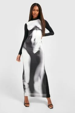 Maxikleid Mit Body-Print -Stil Formen Verkäufe gzz52306 black xl 2