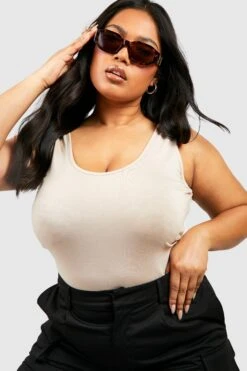 Plus Basic Rundhals-Body Aus Jersey -Stil Formen Verkäufe gzz52321 stone xl 2