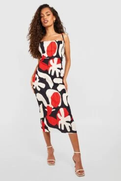 Plissee-Midikleid Mit Abstraktem Print 8 Plissee-Midikleid Mit Abstraktem Print -Stil Formen Verkäufe gzz52596 black xl 2