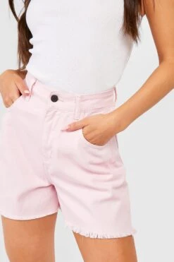Rosane Mom-Jeansshorts Mit Ausgefranstem Saum -Stil Formen Verkäufe gzz52695 pastel20pink xl 3