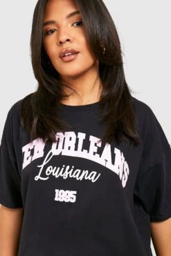 Plus Oversize T-Shirt Mit New Orleans Print -Stil Formen Verkäufe gzz52982 black xl 3