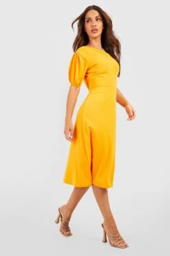 Asymmetrisches Midikleid Mit Puffärmeln -Stil Formen Verkäufe gzz53001 orange xl 2