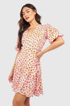 Florales Wickel-Minikleid -Stil Formen Verkäufe gzz53054 pink xl 2