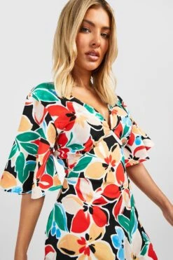 Florals Midikleid Mit V-Ausschnitt 9 Florals Midikleid Mit V-Ausschnitt -Stil Formen Verkäufe gzz53055 black xl 3