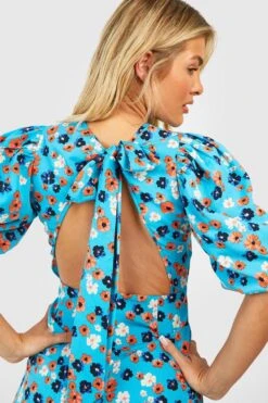 Florales Midikleid Mit Puffärmeln -Stil Formen Verkäufe gzz53056 blue xl 3