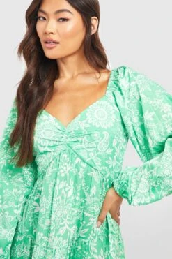 Langärmliges Florales Minikleid -Stil Formen Verkäufe gzz53057 green xl 3