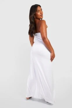 Plus Jersey Strand Bandeau-Maxikleid -Stil Formen Verkäufe gzz53139 white xl 1