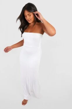 Plus Jersey Strand Bandeau-Maxikleid -Stil Formen Verkäufe gzz53139 white xl 2