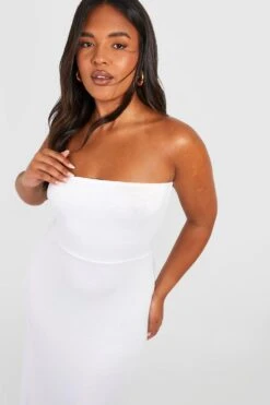 Plus Jersey Strand Bandeau-Maxikleid -Stil Formen Verkäufe gzz53139 white xl 3