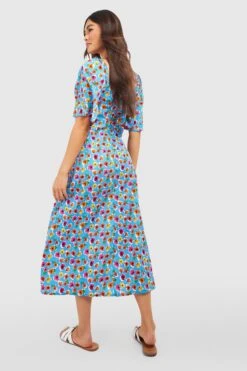 Kurzärmliges Florales Midikleid -Stil Formen Verkäufe gzz53194 blue xl 1