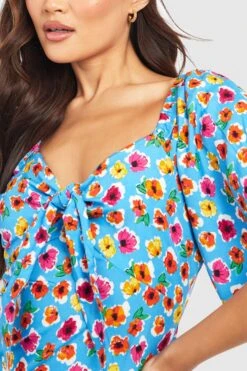 Kurzärmliges Florales Midikleid -Stil Formen Verkäufe gzz53194 blue xl 3