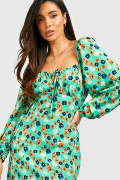 Florales Langärmliges Midikleid -Stil Formen Verkäufe gzz53197 green xl 3