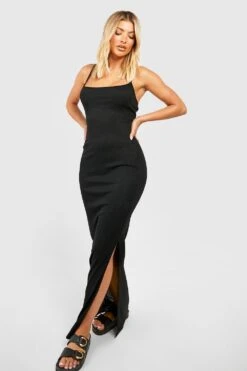 Asymmetrisches Geripptes Maxikleid