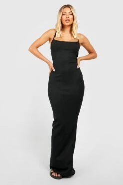 Asymmetrisches Geripptes Maxikleid -Stil Formen Verkäufe gzz53213 black xl 2