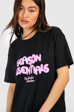 T-Shirt Kleid Mit Season Essentials Print 9 T-Shirt Kleid Mit Season Essentials Print -Stil Formen Verkäufe gzz53223 black xl 3
