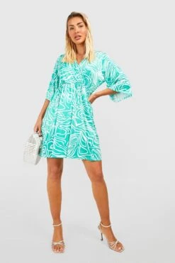 Skaterkleid Mit Abstraktem Print -Stil Formen Verkäufe gzz53234 green xl 2