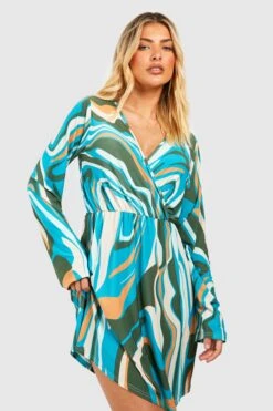 Skaterkleid Mit Abstraktem Print 8 Skaterkleid Mit Abstraktem Print -Stil Formen Verkäufe gzz53237 teal xl 2