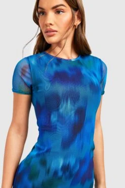 Mesh-Minikleid Mit Abstraktem Blumenprint -Stil Formen Verkäufe gzz53241 blue xl 3