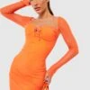 Langärmliges Bodycon Mesh-Minikleid -Stil Formen Verkäufe gzz53254 orange xl