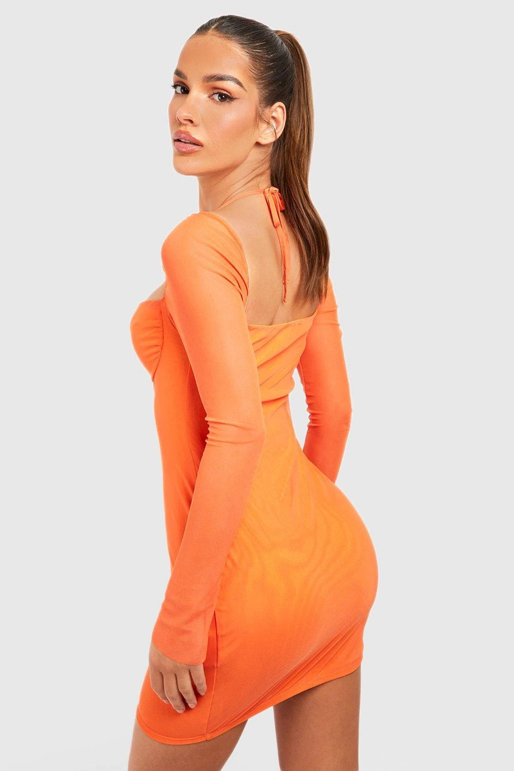 Langärmliges Bodycon Mesh-Minikleid 4 Langärmliges Bodycon Mesh-Minikleid – Bild 2