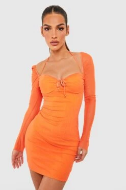Langärmliges Bodycon Mesh-Minikleid 8 Langärmliges Bodycon Mesh-Minikleid -Stil Formen Verkäufe gzz53254 orange xl 2