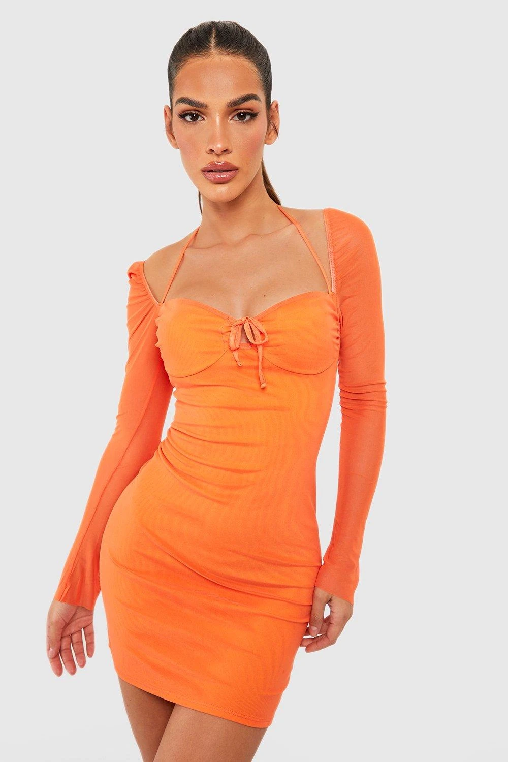 Langärmliges Bodycon Mesh-Minikleid 5 Langärmliges Bodycon Mesh-Minikleid – Bild 3