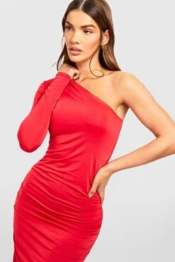 Einärmliges Gerafftes Maxikleid -Stil Formen Verkäufe gzz53257 red xl 3