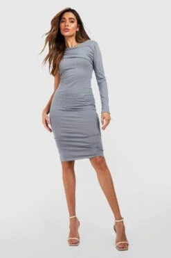 Asymmetrisches Gerafftes Minikleid Aus Baumwolle -Stil Formen Verkäufe gzz53259 grey xl 2