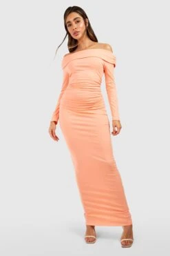 Gerafftes Bardot-Maxikleid Aus Baumwolle -Stil Formen Verkäufe gzz53260 orange xl 2