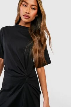 T-Shirt-Midikleid Aus Baumwolle Mit Twist-Detail -Stil Formen Verkäufe gzz53278 black xl 3